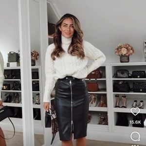 Black leather pencil skirt